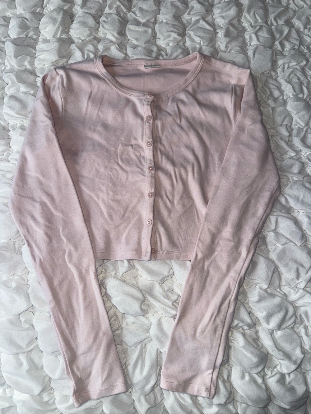 Sunday Best Pastel Pink Cropped Button-Front Cardigan